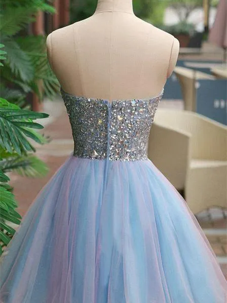 A-line Sweetheart Mini Tulle Ombre Sequined Homecoming Dresses HX00182