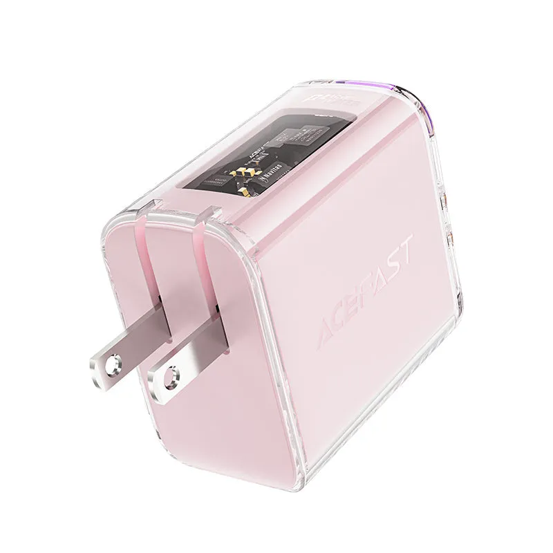 ACEFAST A47 SPARKLING SERIES PD65W GAN (2*USB-C USB-A) CHARGER - CHERRY BLOSSOM