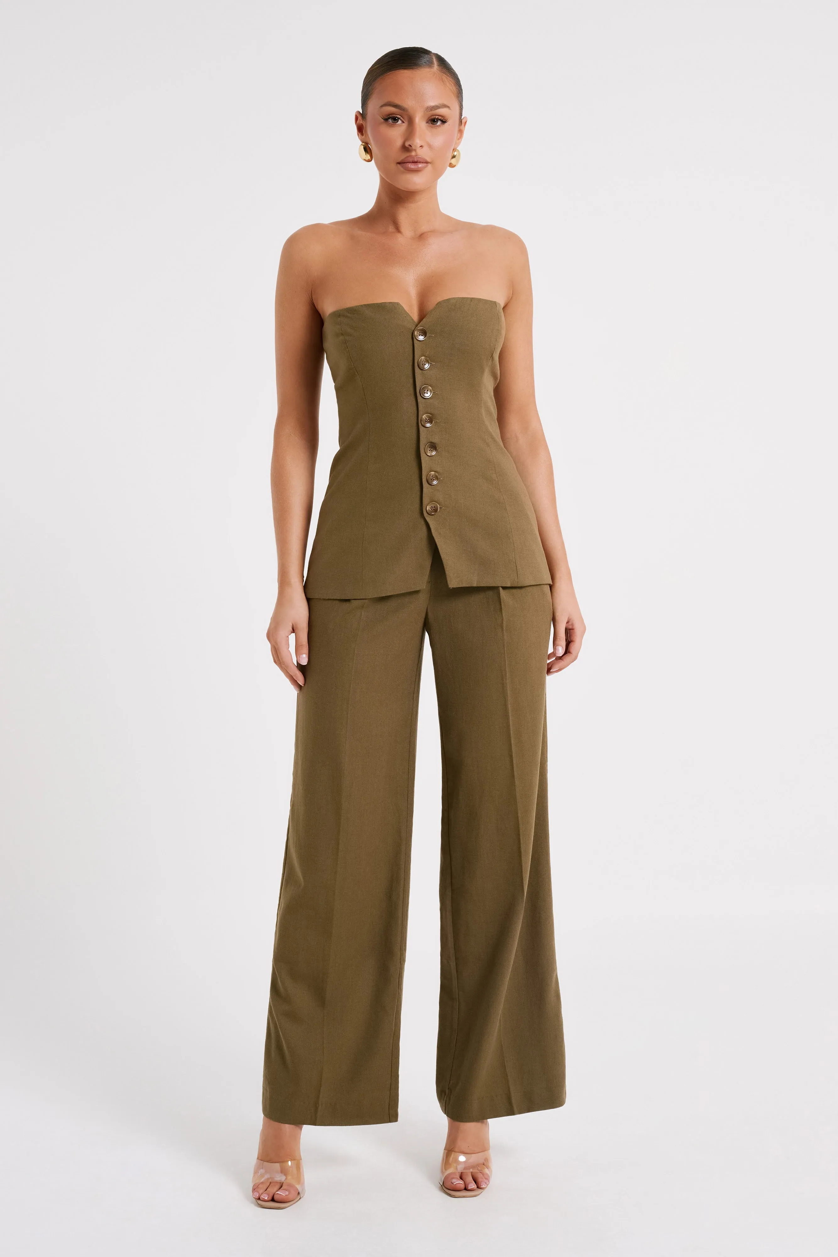 Adina Linen Pant - Olive