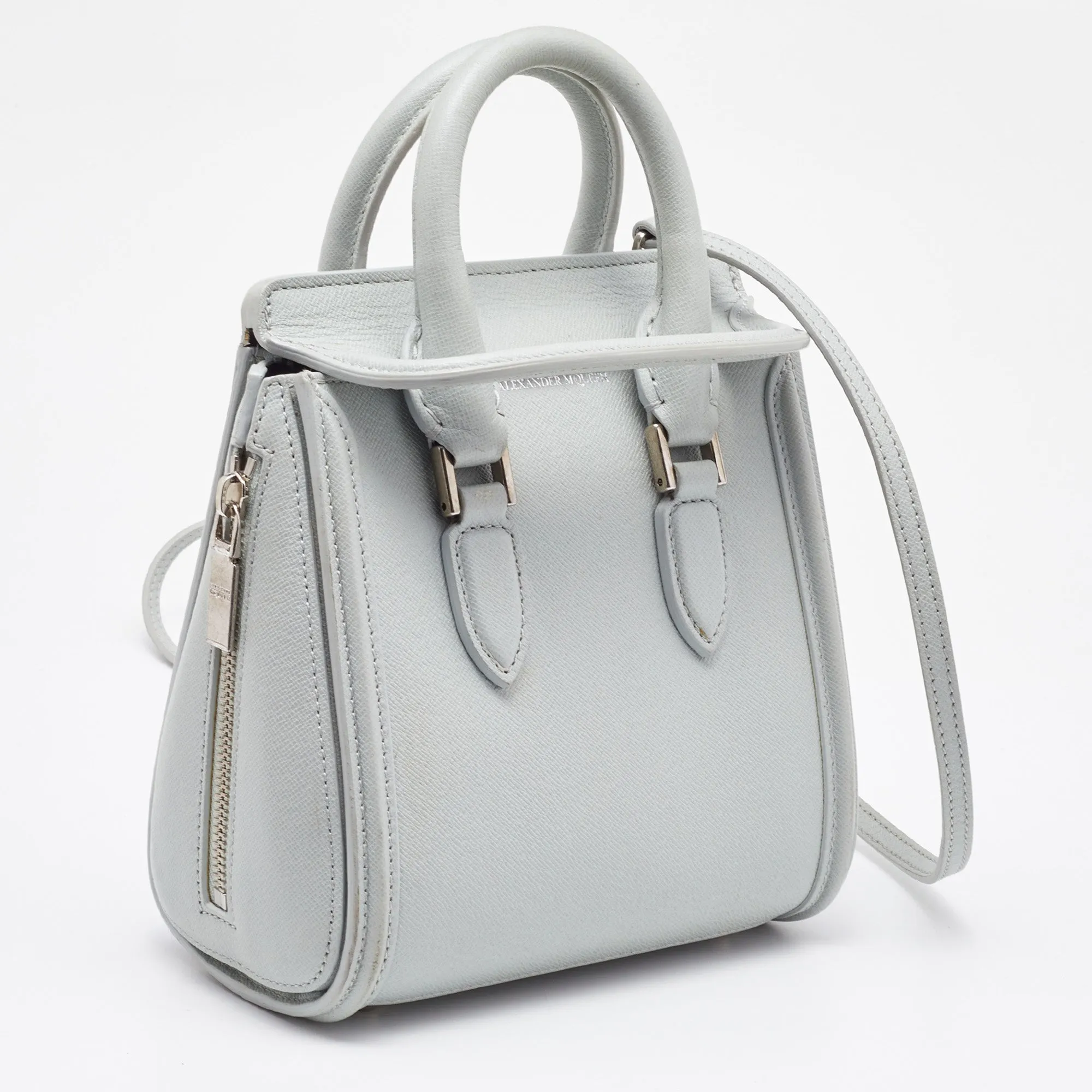 ALEXANDER MCQUEEN Grey Leather Mini Heroine Bag