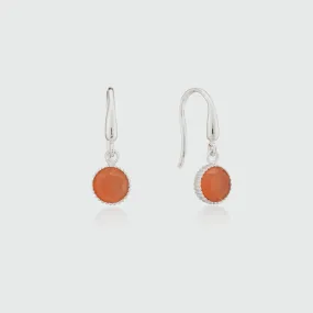 Barcelona Silver July Carnelian Birthstone Hook Earrings