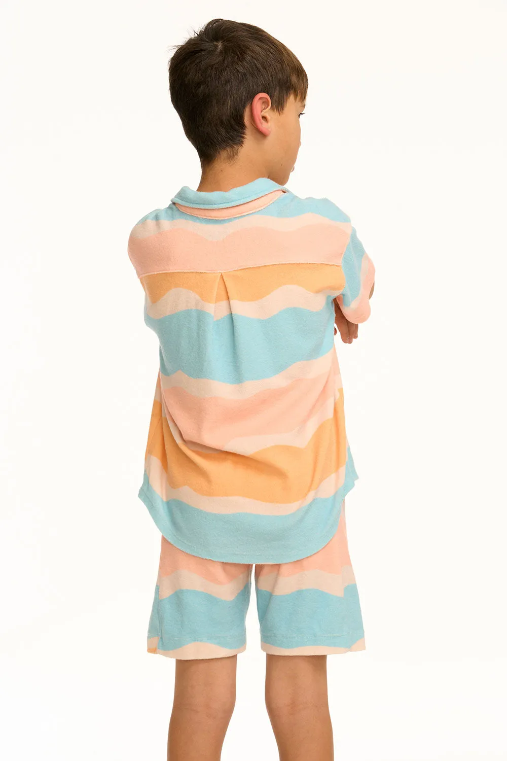 Boy's Wavy Stripe Collared Button Down Shirt