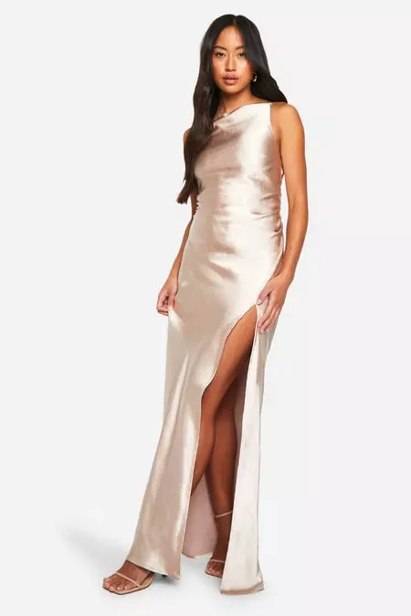 Bridesmaid Luxe Satin Slash Dress