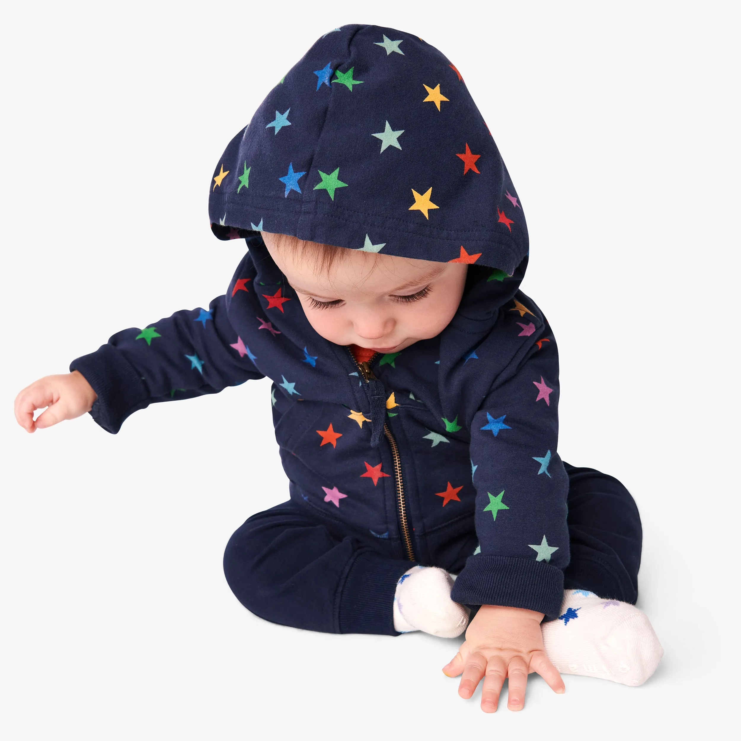 Clearance baby zip hoodie in rainbow stars