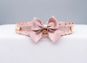 Dusty Rose and Cream Rose Gold Luxury Pet Play Collar