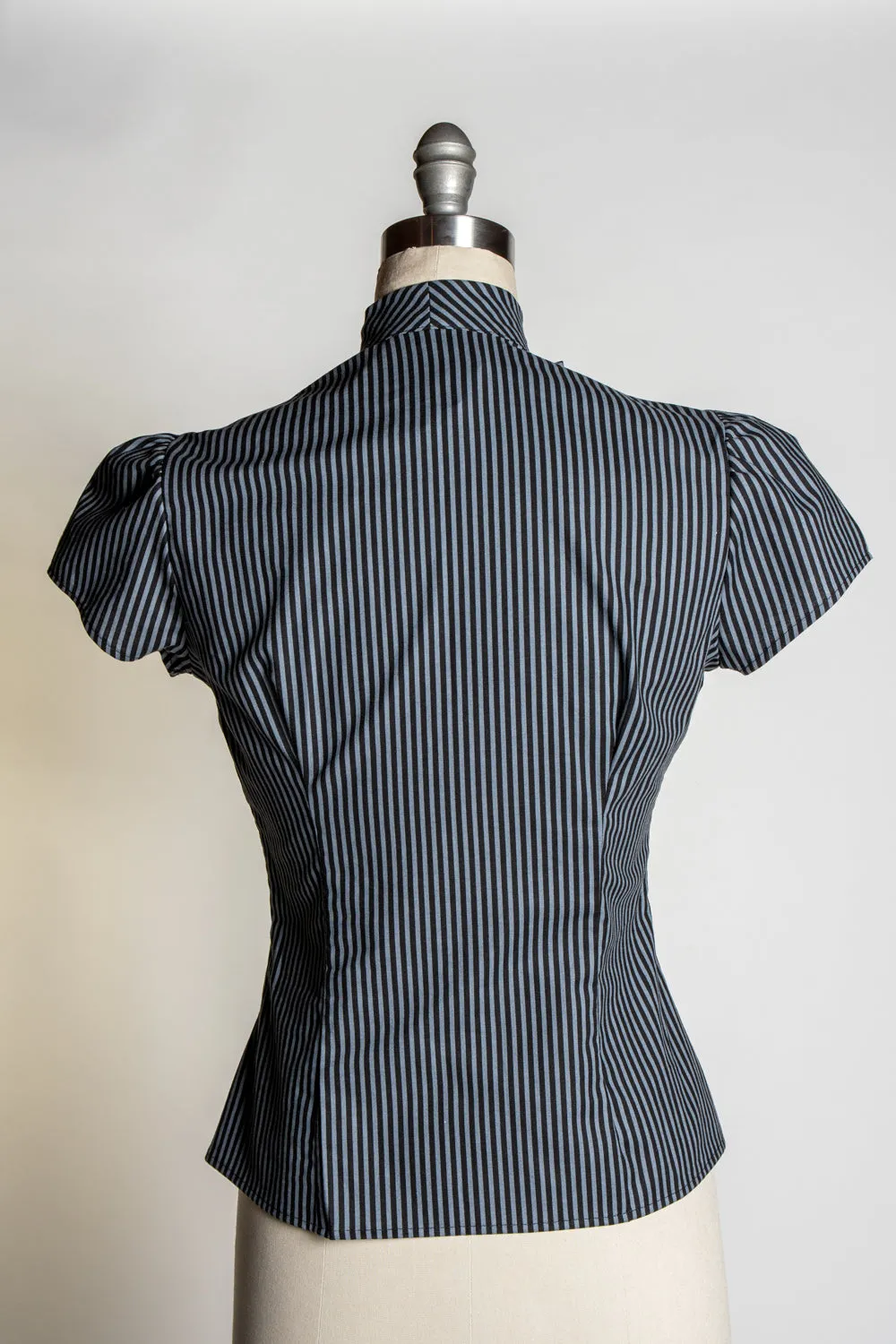 Estelle Blouse - Black Grey Stripe