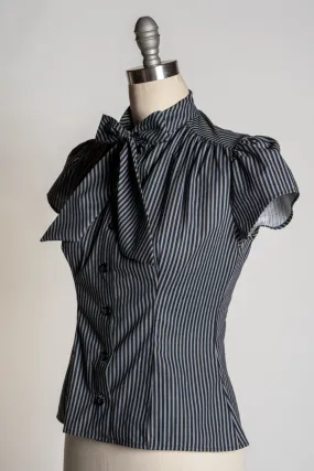 Estelle Blouse - Black Grey Stripe