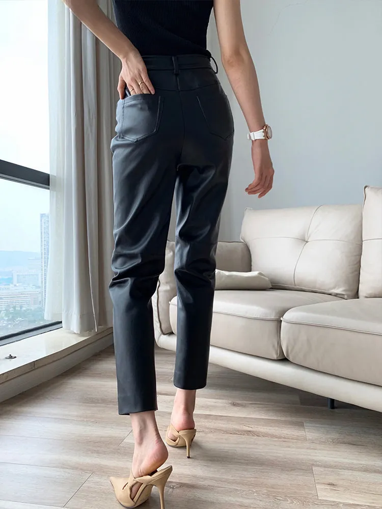 Fashion  Loose Pockets High Waist Straight Bottom