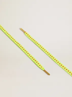 Fluorescent yellow laces with contrasting orange stars