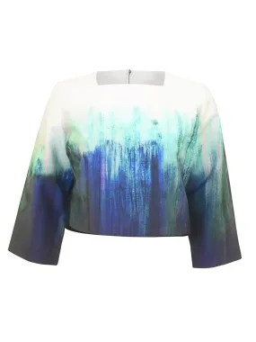 French Luxe Painted Blue Crop Top