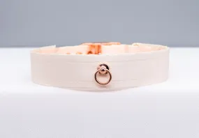 French Raw Silk O-ring ~ Rose Gold Luxury Pet Play Collar