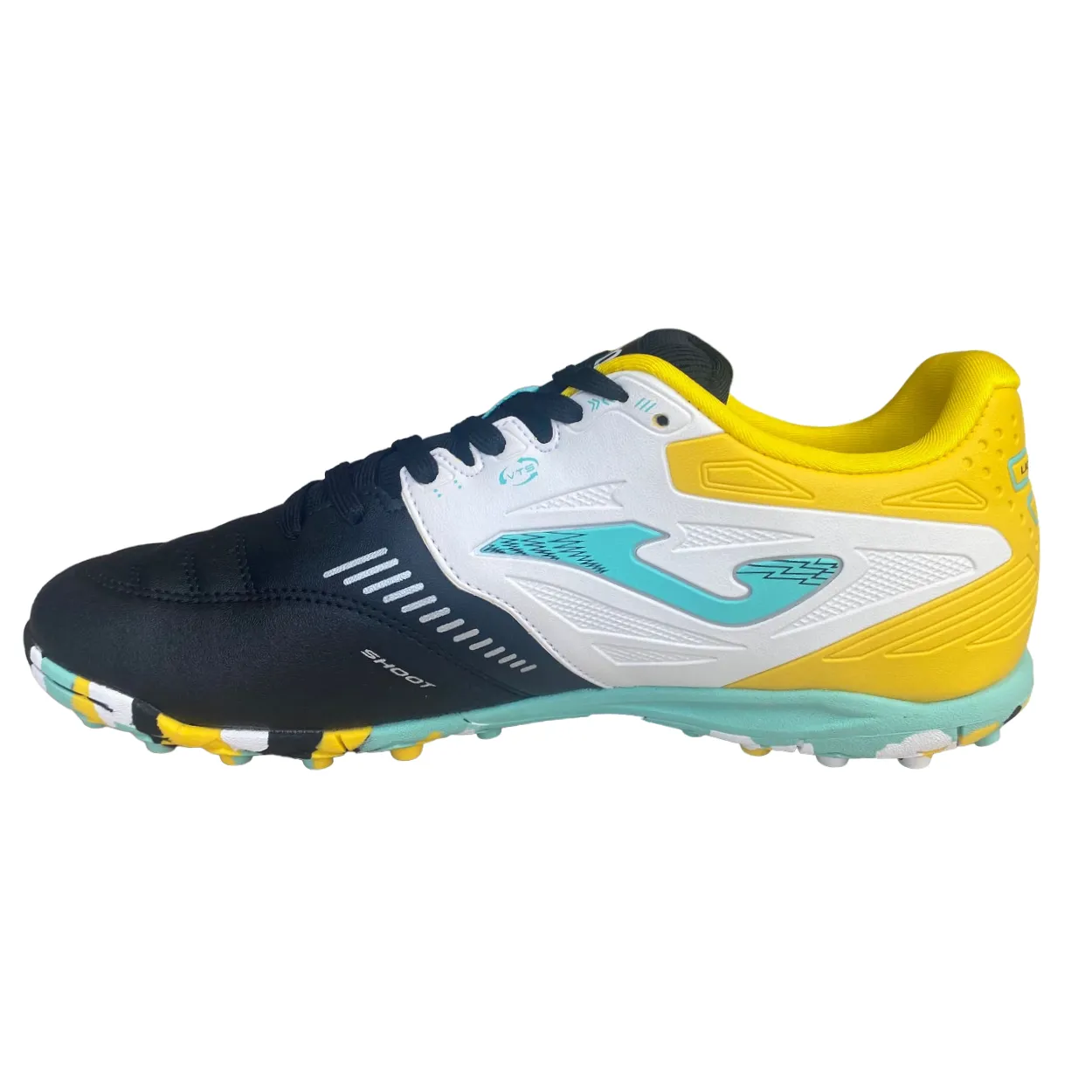 Joma Men's synthetic grass soccer shoe Cancha 2301 black-white-turquoise