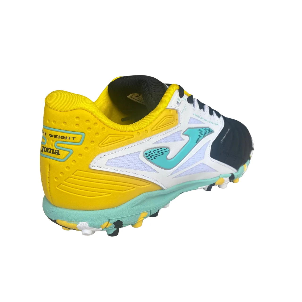 Joma Men's synthetic grass soccer shoe Cancha 2301 black-white-turquoise