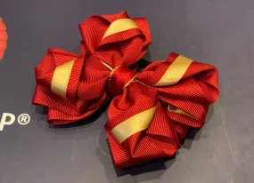 Luxury Bows: Dark Red & Gold Twist Design