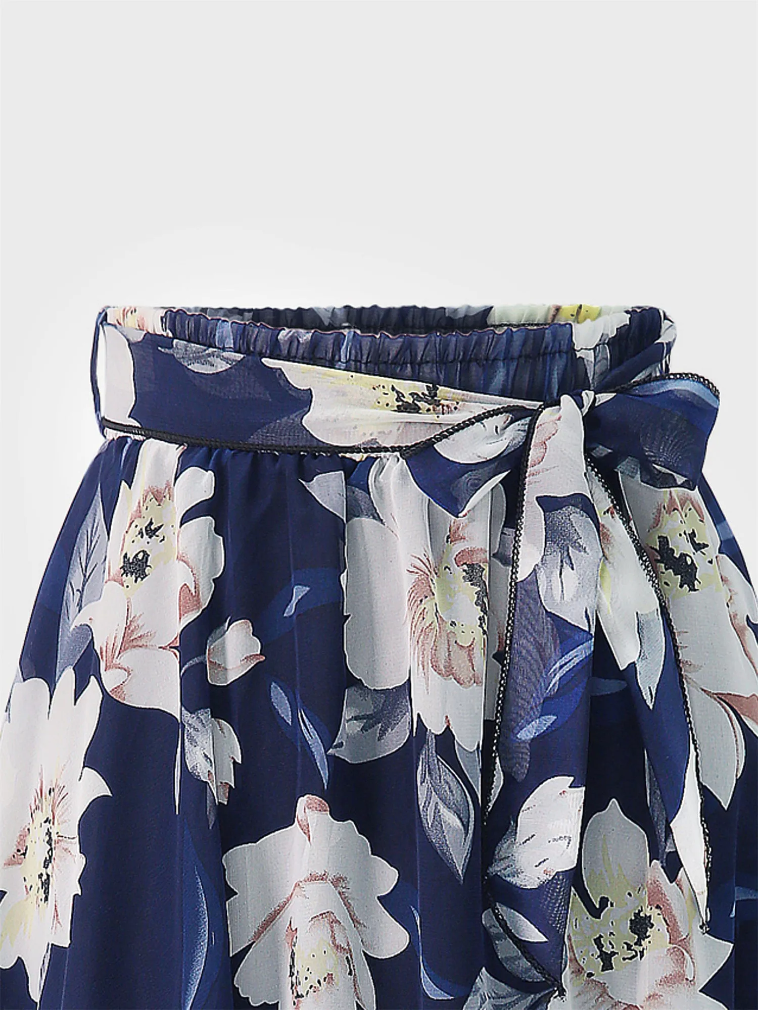 Midsize Floral Tie Ruffle Skirt