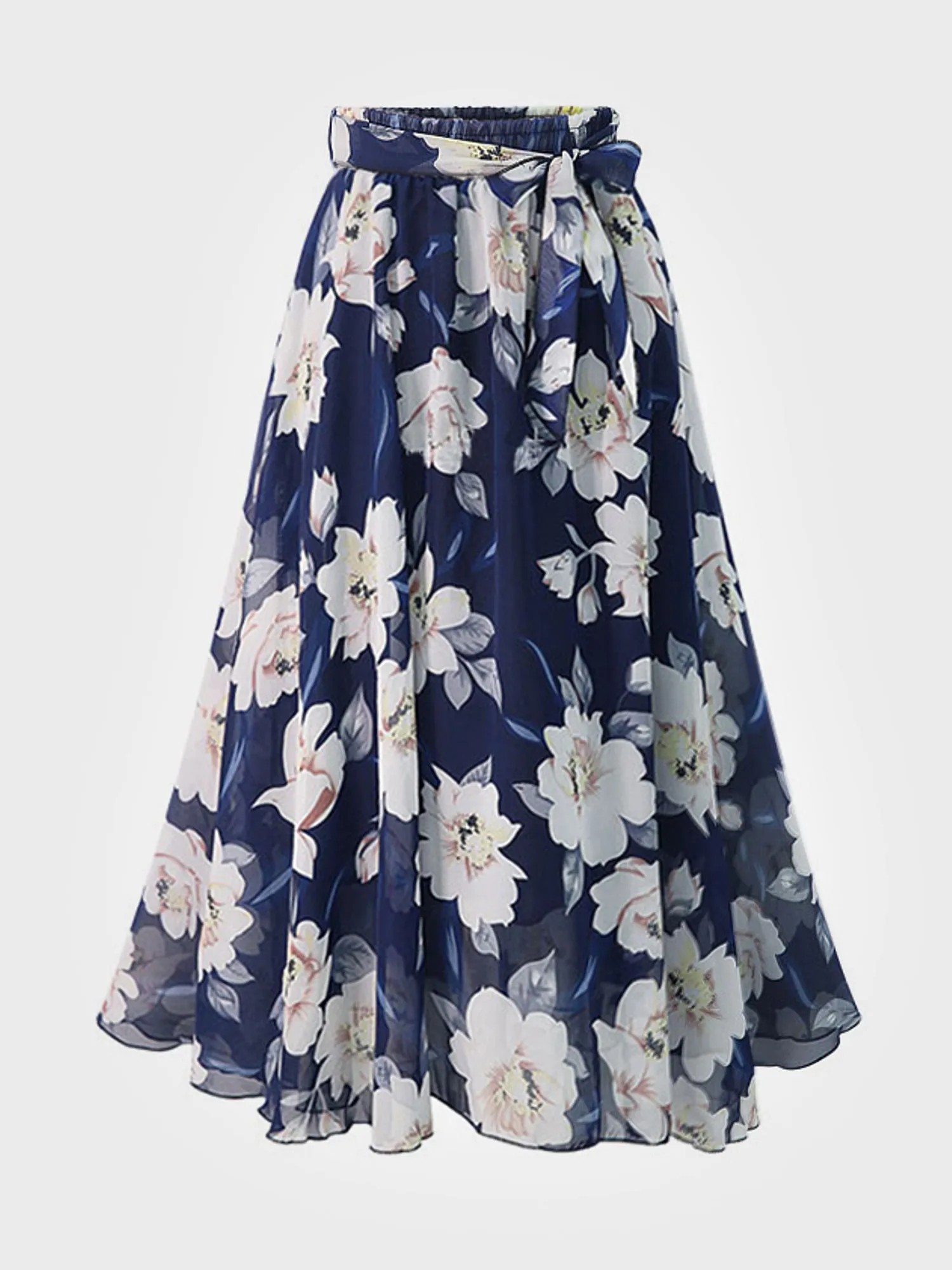 Midsize Floral Tie Ruffle Skirt