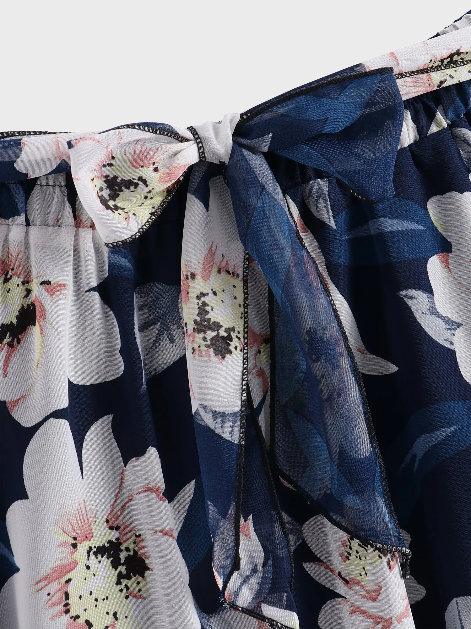 Midsize Floral Tie Ruffle Skirt