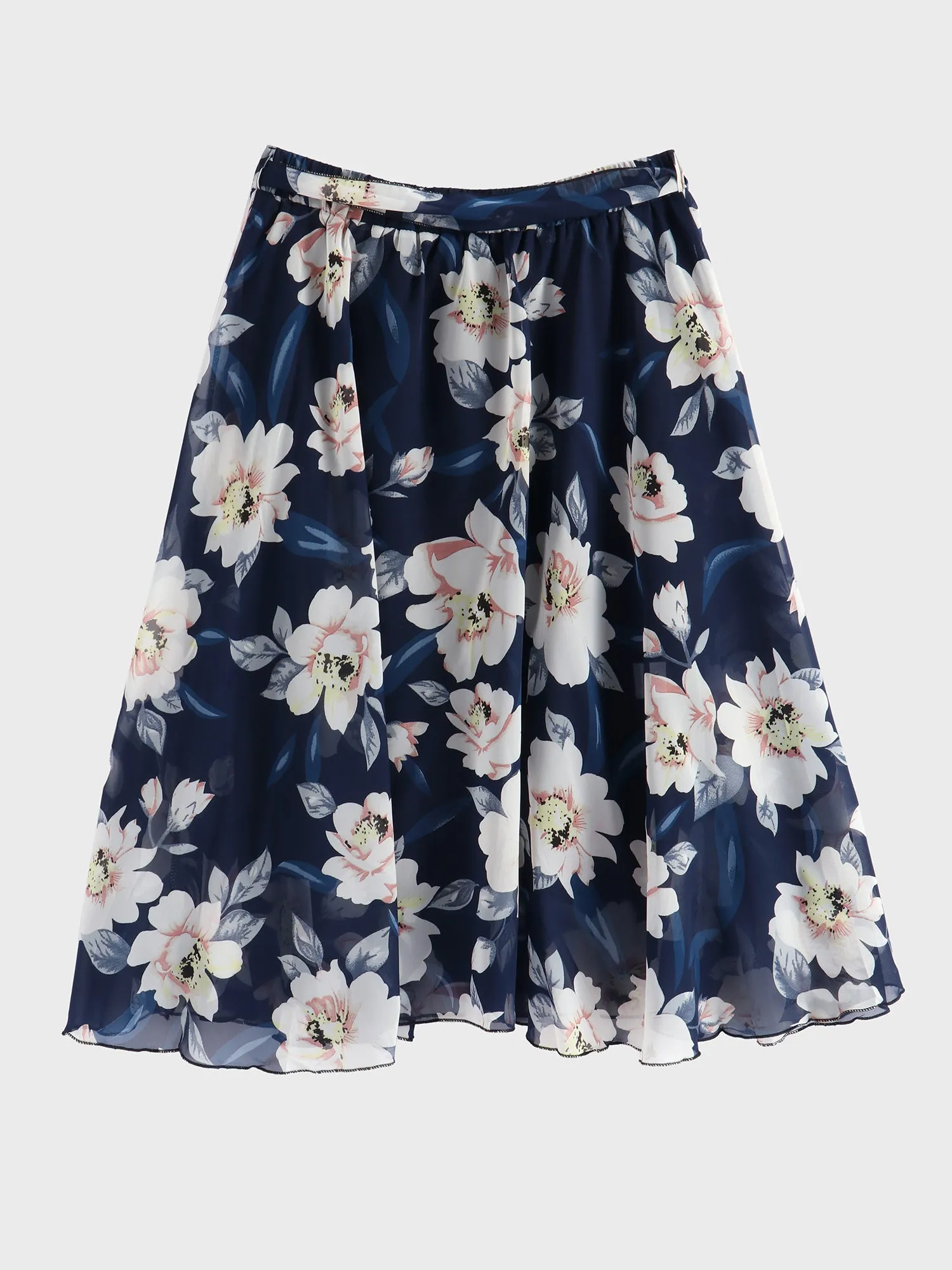 Midsize Floral Tie Ruffle Skirt