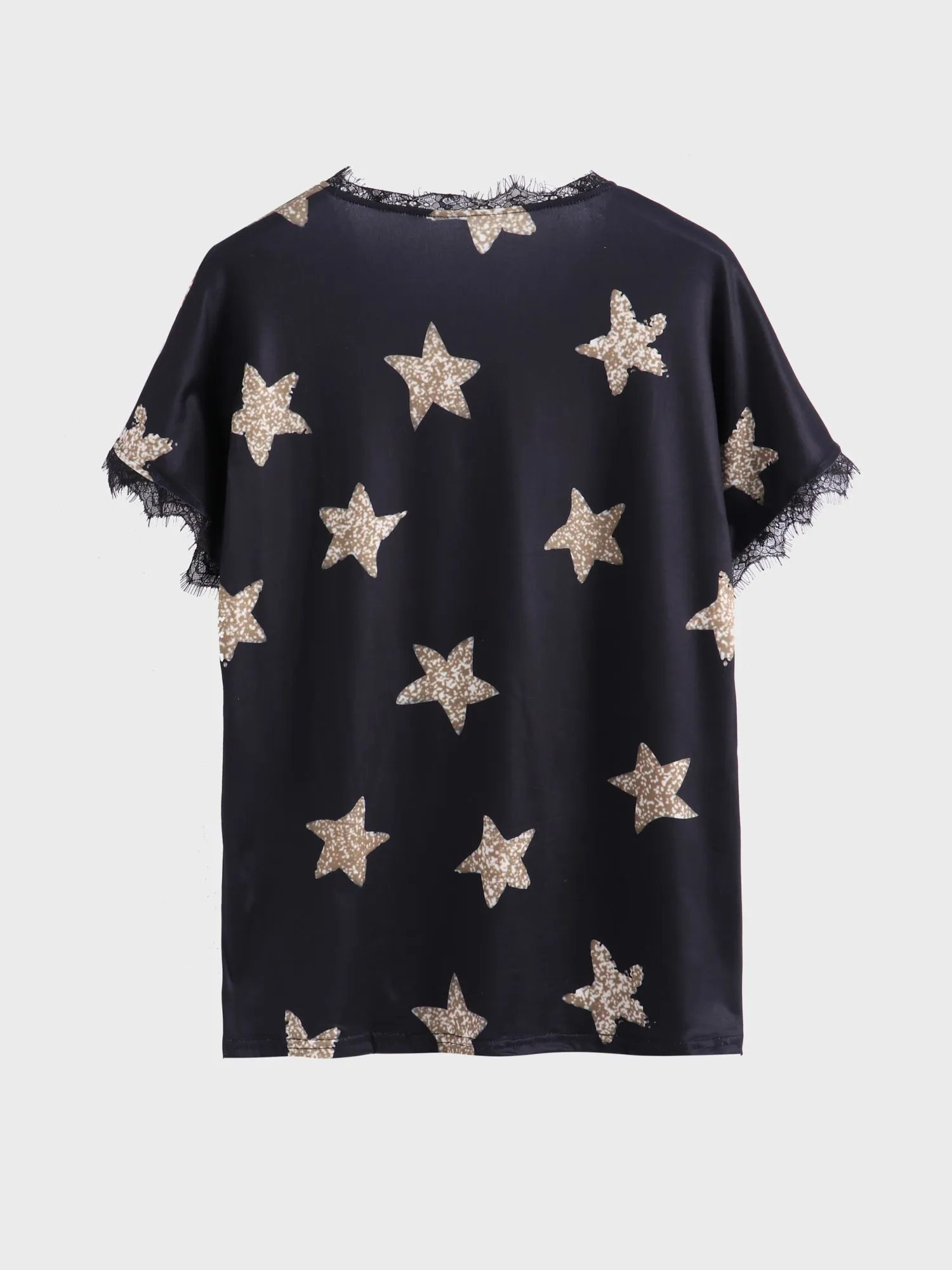 Midsize Lovely Star Lace Trim Top