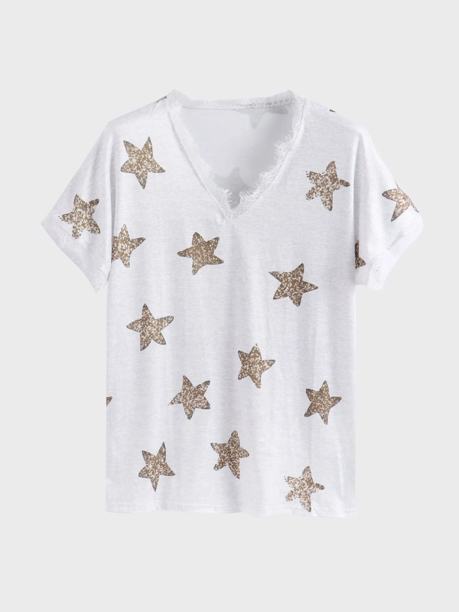 Midsize Lovely Star Lace Trim Top