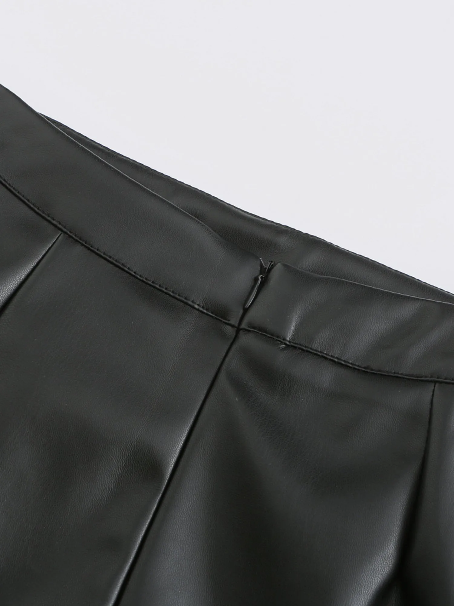 Midsize Simplicity High Waist Leather Skirt