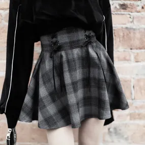 'No Smoke without Fire' Grey Grunge Plaid Skirt