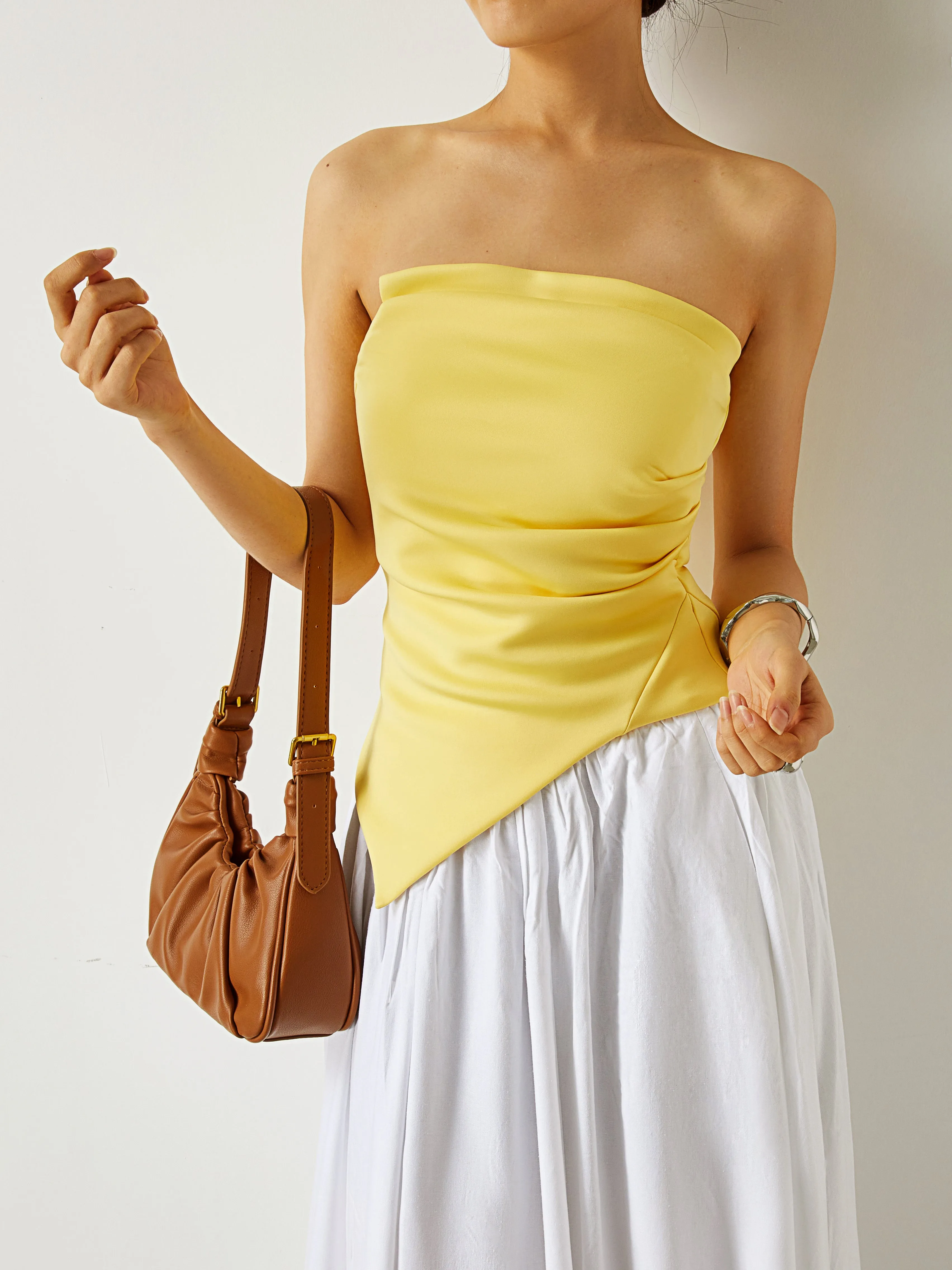 Pleated Plain Tube Top