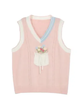 Tulip Daydreams French Imitation Mink V-Neck Vest