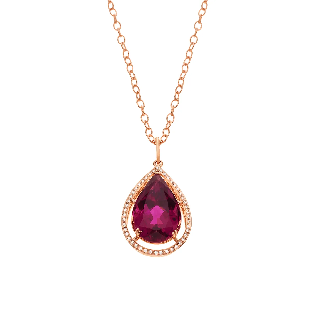 Unencumbered Love - 18 Karat Gold and Red Tourmaline Necklace