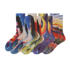 Women's Touch Wear Everyday Colorful Starry crew socks 4-packs